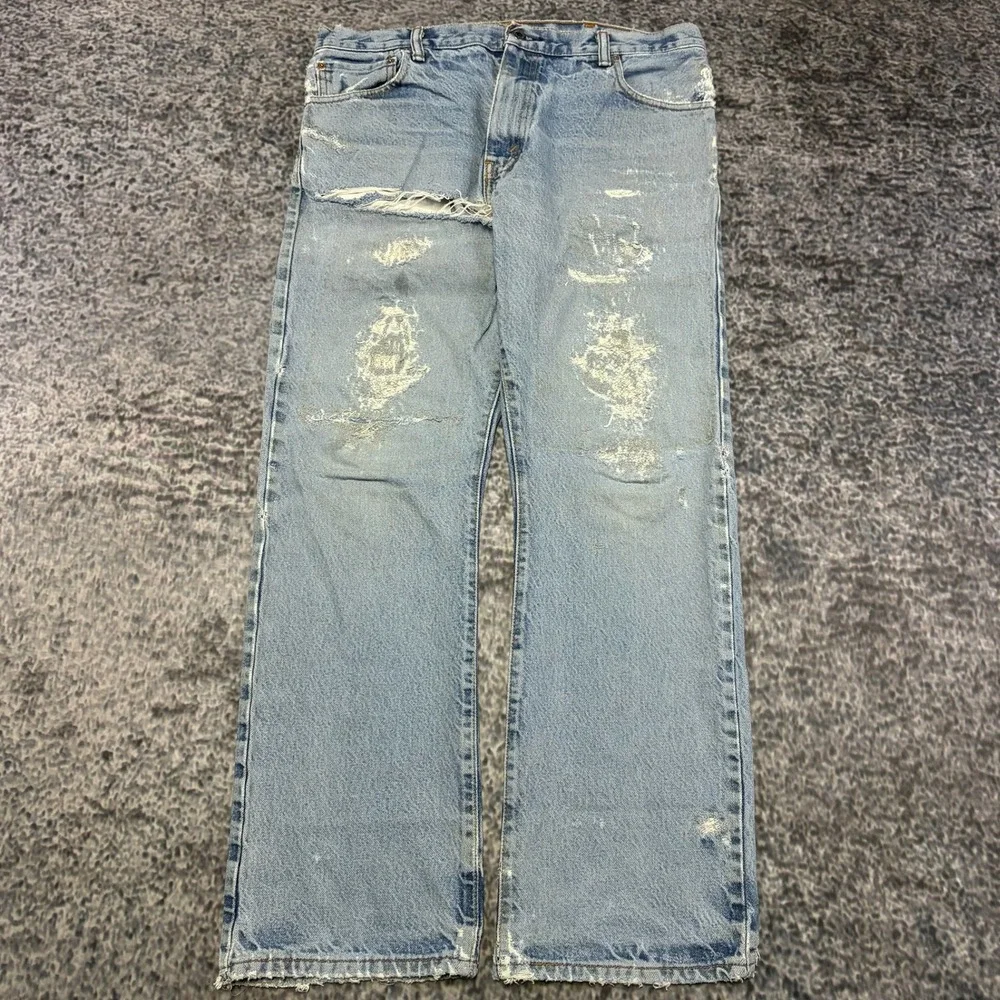 Levi's 517 Bootcut Jeans Mens 36x31 Blue Distressed Western Grunge Vintage Y2K